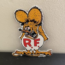 VINTAGE RAT FINK CAR RACING ORANGE GASOLINE MOTOR OIL PORCELAIN SIGN picture