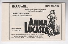 Vintage 1940's Civic Theatre Wacker Dr. - Anna Lucasta - 1946 Show Ad picture