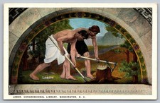 Labor Mural Postcard Charles Sprague Pearce Congressional Library DC Vintage picture
