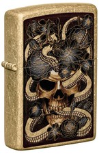 Zippo Snake Bouquet Tumbled Brass Windproof Pocket Lighter, 49477-097715 picture