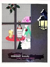 Paul Rand Mid Century Modern Coronet Brandy Christmas Highball 1947 Mag Print Ad picture