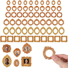 60 Pcs Mini Gold Frame, 6 Styles Vintage Mini Picture Frames Antique Tiny Gold F picture