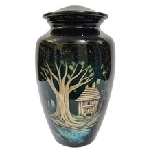 Metal Urn Rural Beauty Adult Cremation Urns For Human Ashes in Velvet Bag 10