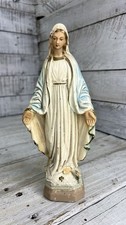 Vtg Chalkware Statue Virgin Mary, Our Lady of Grace 8.75” Tall As Is Chips 🩵 picture