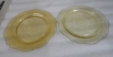 TWO Amber Depression Glass Plate Federal Patrician Spoke 11