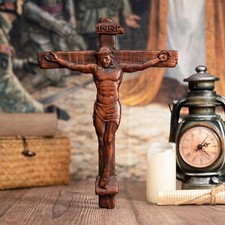 Good Friday Jesus Crucifix Catholic Wooden Cross Catholic Retro Wall Decoration picture