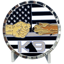 BB-014 K9 Thin Gray Line Challenge Coin Fist Paw Bump Corrections Correctional O picture