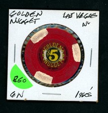 Vintage $5 Golden Nugget Las Vegas, Nevada Casino Chip picture