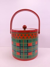 Vintage George Briard MCM Tartan  Christmas Plaid Cocktail Cart Ice Bucket picture