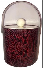 Vintage nice Mcm Faux Snake Skin Red Ice Bucket picture