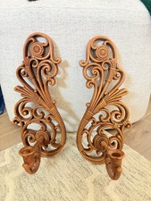 Vintage Syroco 3317 Wall Candle Sconce Pair Hollywood Regency Rococo 1978 MCM picture