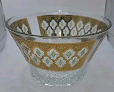 Culver Valencia 22K Gold Green Ice Bucket Bowl Vintage MCM picture