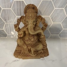 Beautiful Brown Clay Ganesha Statue Figurine - PLEASE READ - Left Pinky Chipped picture