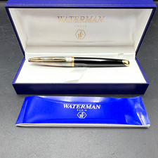 Waterman Paris Carène Deluxe Fountain Pen Black GT 18K Gold M Nib NEW w / Box  picture