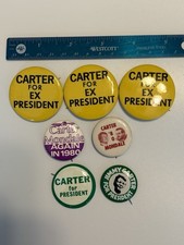 Vintage 1980 Jimmy Carter Campaign Button Lot – Carter Mondale – 7 Pinbacks picture