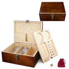 Decorative Box Wooden Stash Smell Proof Storage Box with Rolling Tray picture
