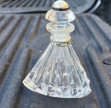 Vintage Crystal Perfume Bottle Czech Republic Rhinestone Accents 4.5”~BEAUTIFUL picture