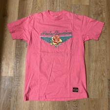 Vintage 1990 Harley Davidson Pink Rose Shirt L picture