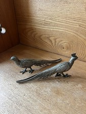 Vintage Silver Plated Pheasant Figurine Pair Male and Female? 9