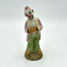 Vintage hobo CLOWN playing Accordion Ceramic collectible figurine 7.5