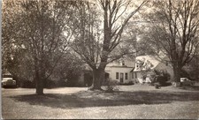 1952 RPPC House Lawn Mature Trees Parked Cars Vintage Postcard 4P24-32 picture