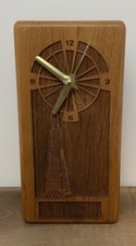 Vintage Clock Transamerica Pyramid Building Laser Carved Wood New Movement picture