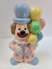 Vintage Clown Pottery Bank signed picture