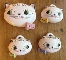 Set 4 Vintage Holt Howard Cozy Kitten Hanging Spices Shakers 1958 Japan  picture