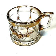 SOLDERTON PA Antique DEPRESSION VICTORIAN EAGLE GOLD Glass Souvenir Trinket CUP picture