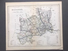 1850s Middlesex Antique Book Map by Joshua Archer Railways Roads picture