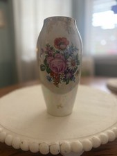 Vintage Jammet Limoges France Hand Painted Floral Lusterware Vase Lourdes picture