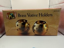 Vintage Holiday 3.5” Brass Votive Holders set 2 picture