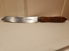 Antique Victorian Joseph Rodgers & Sons Sheffield Bread Knife - Carved Wood Hand picture