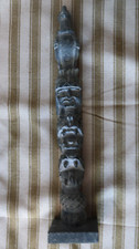 Vintage Northwest Coast Carved Soapstone Totem Pole 12.5