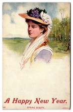 ANTQ A Happy New Year, Spring Beauty, Pretty Lady, Postcard picture
