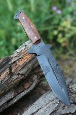 LOM Handmade Carbon Steel Olive Wood Outdoor Camping Survival Knife with Sheath picture