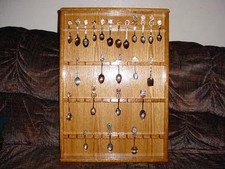 oak collector spoon display case rack holds 48 spoons picture