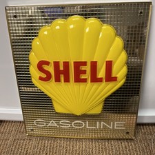 Vintage Shell Oil Embossed 12 x 11 Hard Plastic Gasoline PumpSign Rare Gasoline picture