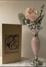Avon Expressions 2008 Bud Vase with Flowers Roses Pink Blush Silver Box  picture