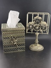 VTG Hollywood Regency Style Ormolu Silver Metal Towel And Tissue Box Holder picture