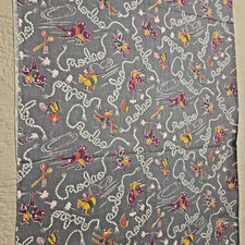Vintage Feedsack Fabric Cowboy Horse Rodeo Theme on Gray 42