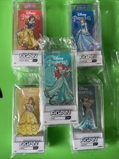Figpin Set of 5 Disney Princesses Jasmine, Belle, Ariel, Cinderella, Snow White  picture