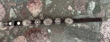 Vintage Native American Sterling Silver Mini Concho Belt Bracelet Leather Strap picture