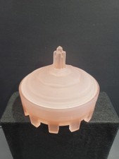 Taussaunt Glass for Dermay Perfumers Pink Satin Glass Art Deco Powder Box picture