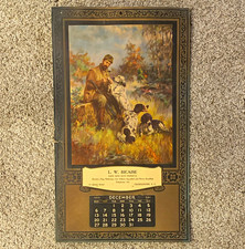 1931 Safe and Gun Experts Advertising Calendar, December, hunter and dogs Nice picture