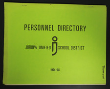 Jurupa Unified School District Directory 1974-75 Riverside California Book picture