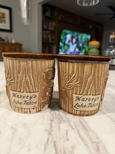 Vintage Otagiri Tiki Bucket Mug Cups Harveys Lake Tahoe Pair picture