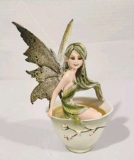 Ebros Amy Brown Matcha Green Tea Fairy In Teacup Figure Figurine Fairy Garden picture