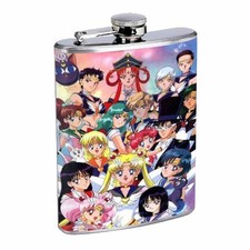 Sailor Moon Group Image D553 Flask 8oz Stainless Steel character collage picture