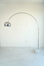 Large Mid Century Italian Arco / Arc Chrome & Marble Floor Lamp picture